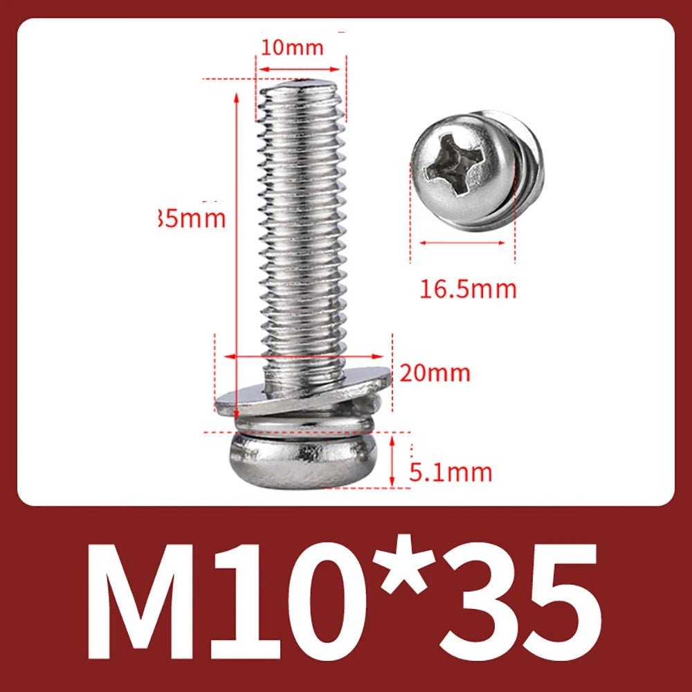 M2–M10 Phillips Button Head Machine Screws — 304 Stainless Steel - HomeDIYer