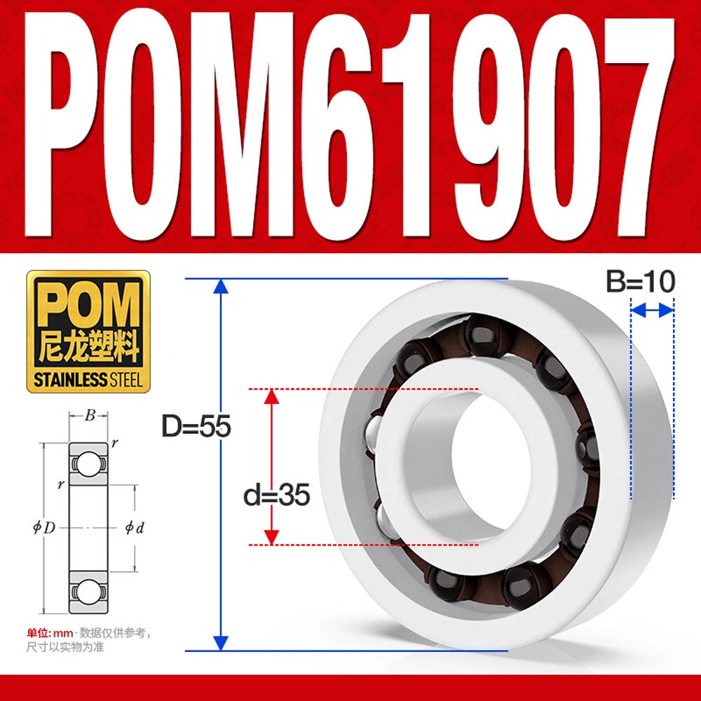POM Plastic Bearing Glass Ball Miniature Deep Groove Ball Bearings Various Sizes