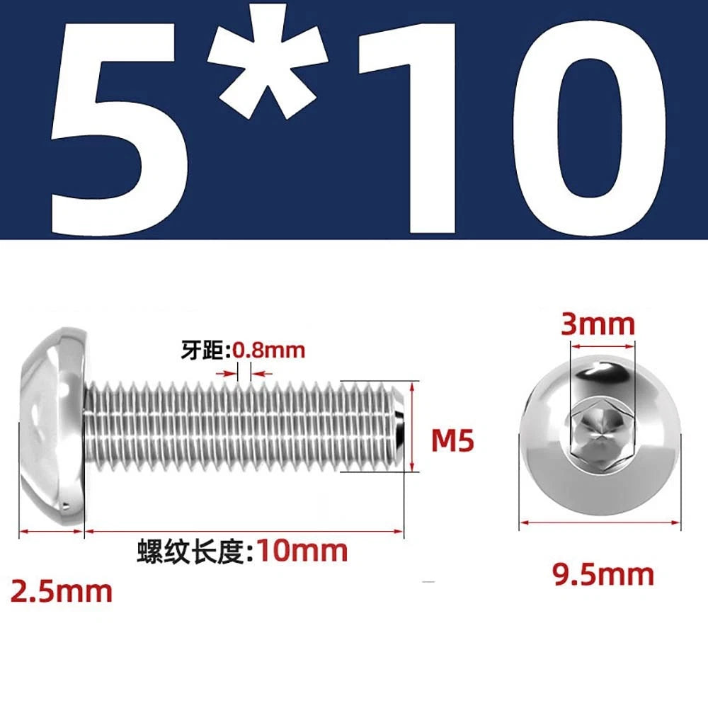 M1.6–M5 A2 Stainless Steel Button Head Socket Cap Screws – Round Pan Head, Hex Drive, Fully Threaded
