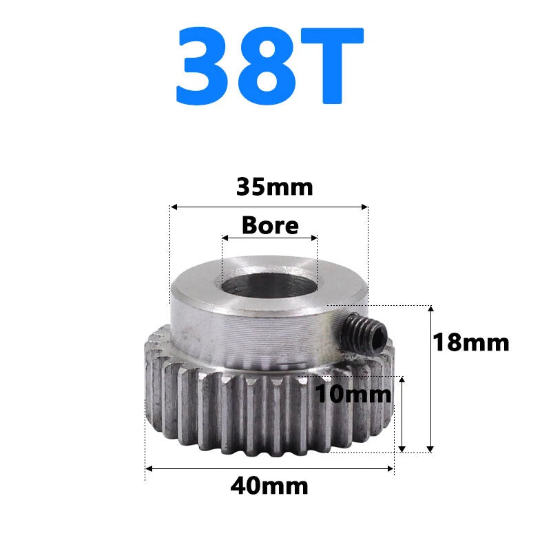 Spur Gear 1 Module Bore 6/8/10/12/15mm Teeth 31-120 Pinion 45 Steel Hard Tooth