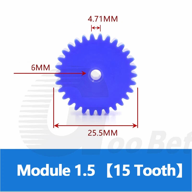 Nylon Spur Gear 12-100 Tooth Module 1.5 2 3 Pinion Motor Gear Flat Plastic Blue