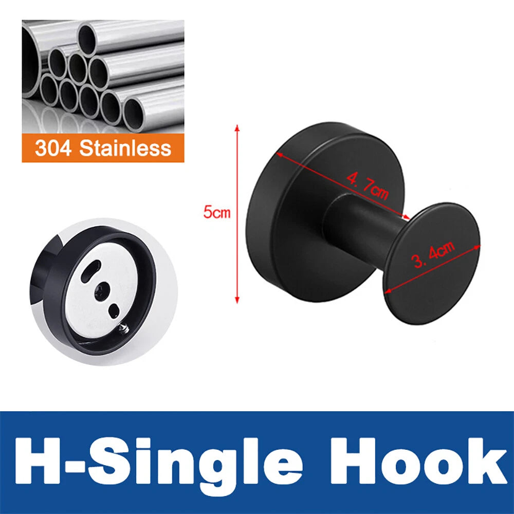 Coat Robe Hooks Stainless Wall Mount Door Hanger Bathroom Towel Black Multi-Type