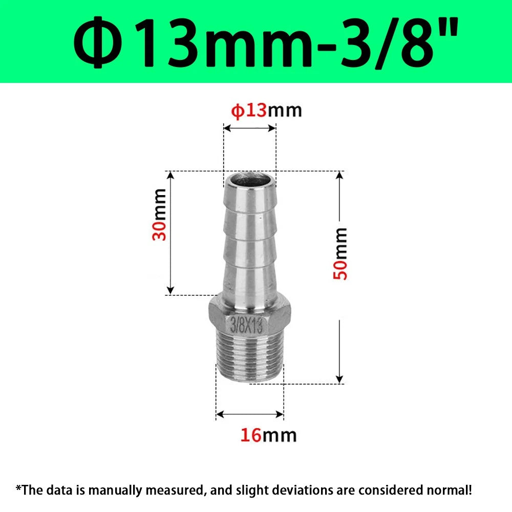 Male NPT Hose Barb Adapter Fittings – 316L Stainless Steel