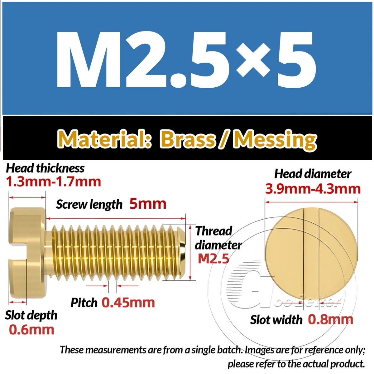 Brass Slotted Pan Head Machine Screws — M2 to M10, Multiple Lengths - HomeDIYer