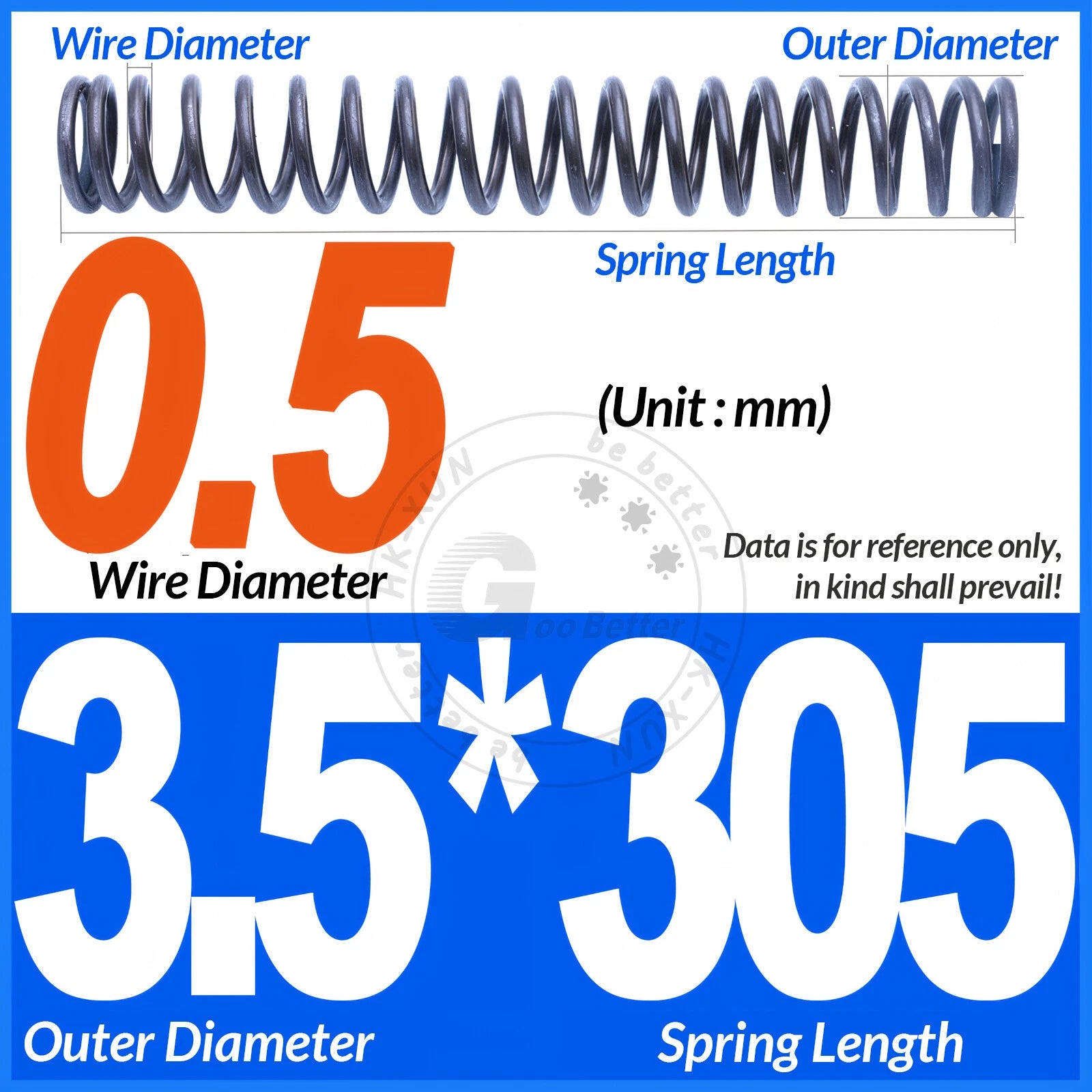 Length 305mm Compression Spring Pressure Springs OD 3-60mm Wire Dia 0.3mm-6.0mm