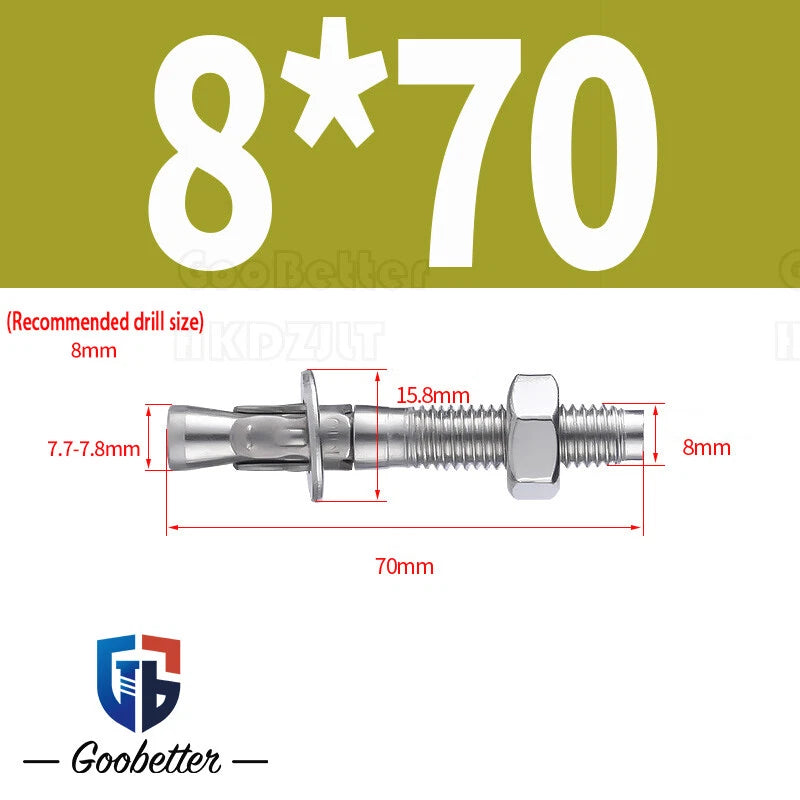 Stainless Steel Through Anchor Bolts — M6 M8 M10 M12 M16 Expansion Bolt