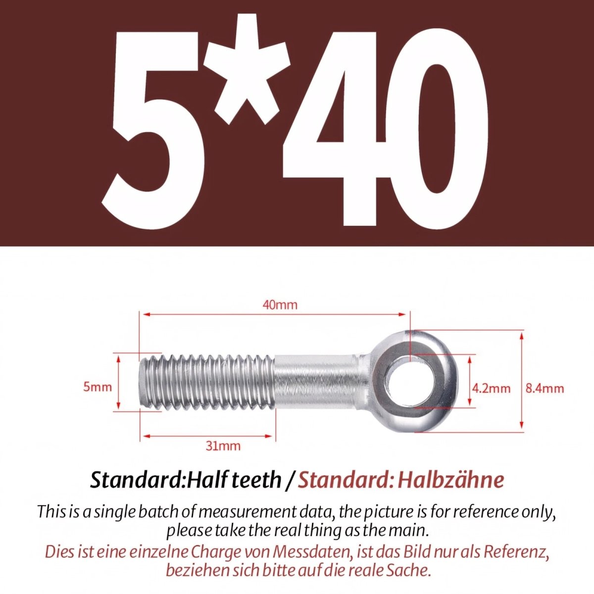 M5 M6 Stainless Steel Eye Bolts — A2 304 Threaded Ring Eyelet Screws for Catenary Wire & Hanging - HomeDIYer