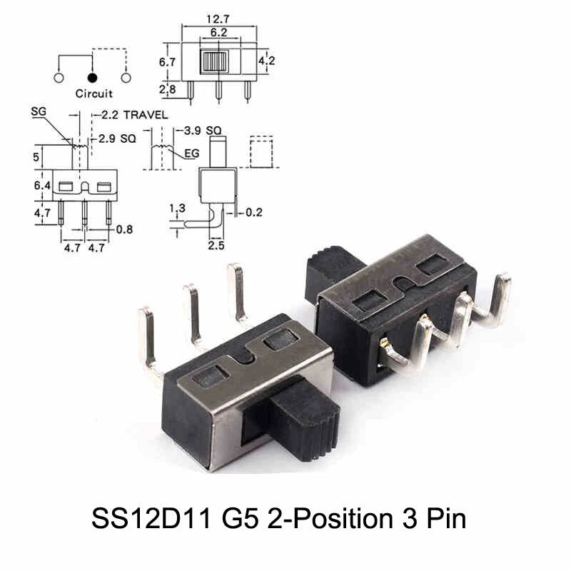 Miniature Slide Switch — 2P2T / 2P3T, 2 & 3 Position, SS/SK Series (G1.5–G6)