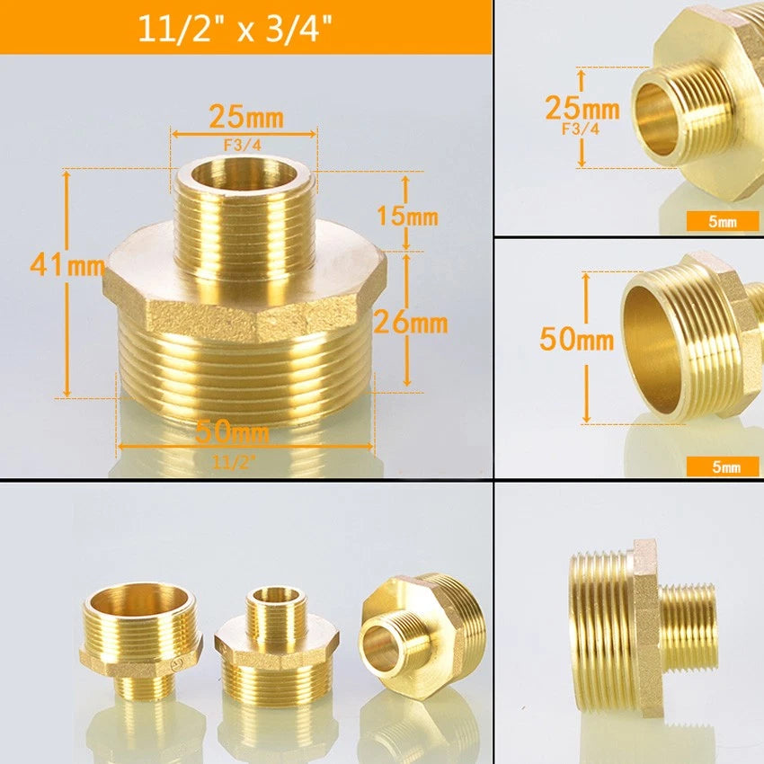BSP Male Thread Reducer Nipple — Brass Pipe Fitting Connector Adapter