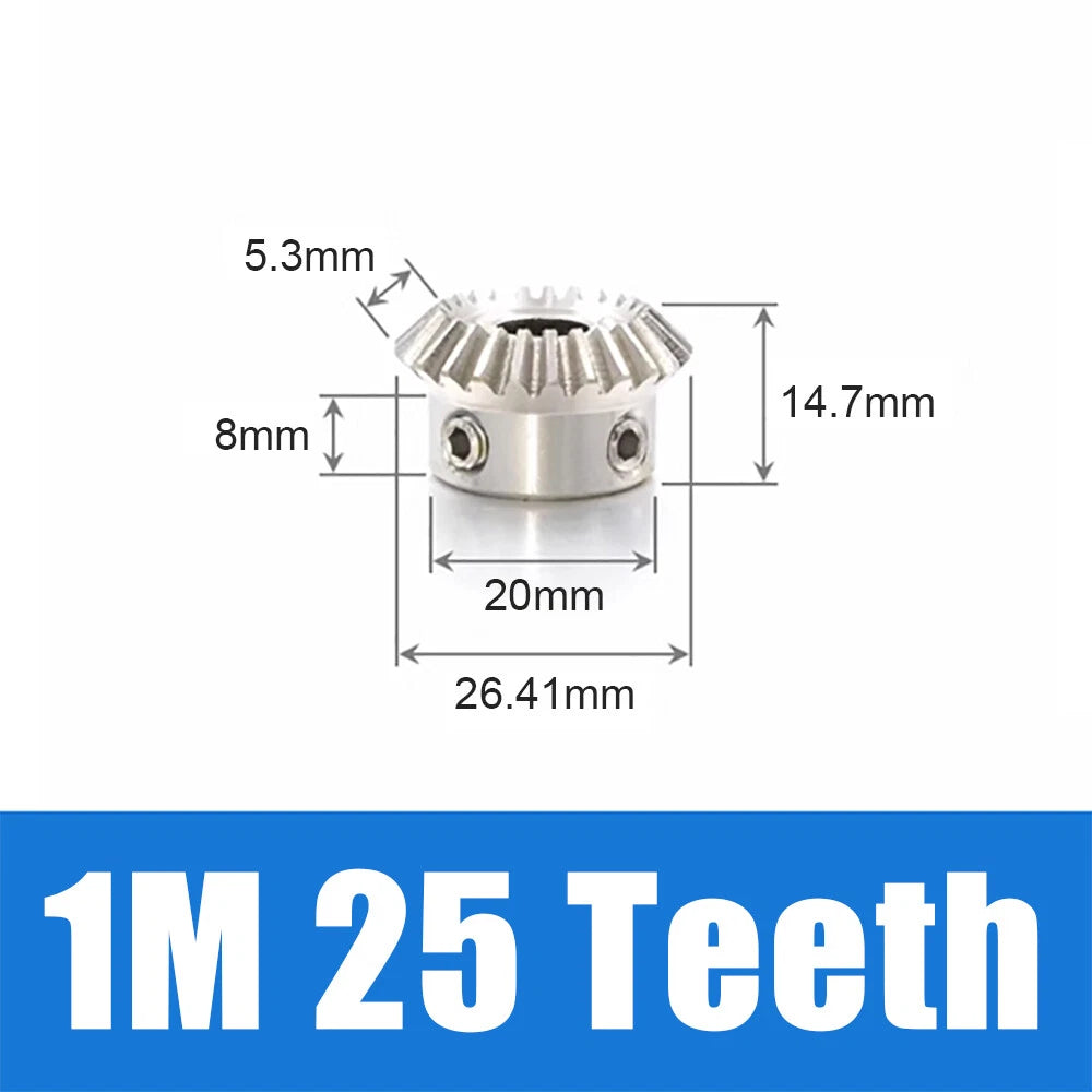 1-3 Module 15-30 Teeth Stainless Steel Umbrella Bevel Gear 90° Angle, Ratio 1:1
