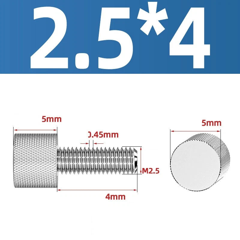 Knurled Thumb Screws A2 Stainless Steel — Flat Head Thumbscrew Bolts M2 M2.5 M3 M4 M5 M6 M8