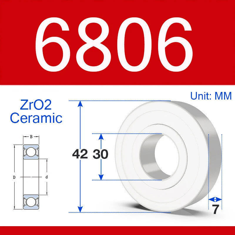 ZrO2 Ceramic Deep Groove Ball Bearing Double Shield 2RS Zirconia Roller Bearings