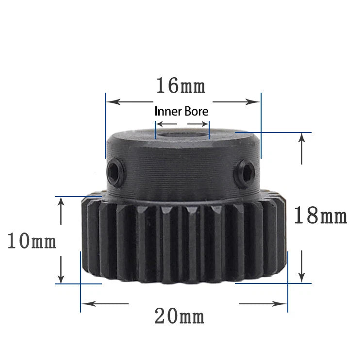 Mod 1 Steel 45# Spur Pinion Gear 10-39 Teeth Motor Gear 4-20mm Bore With Screw