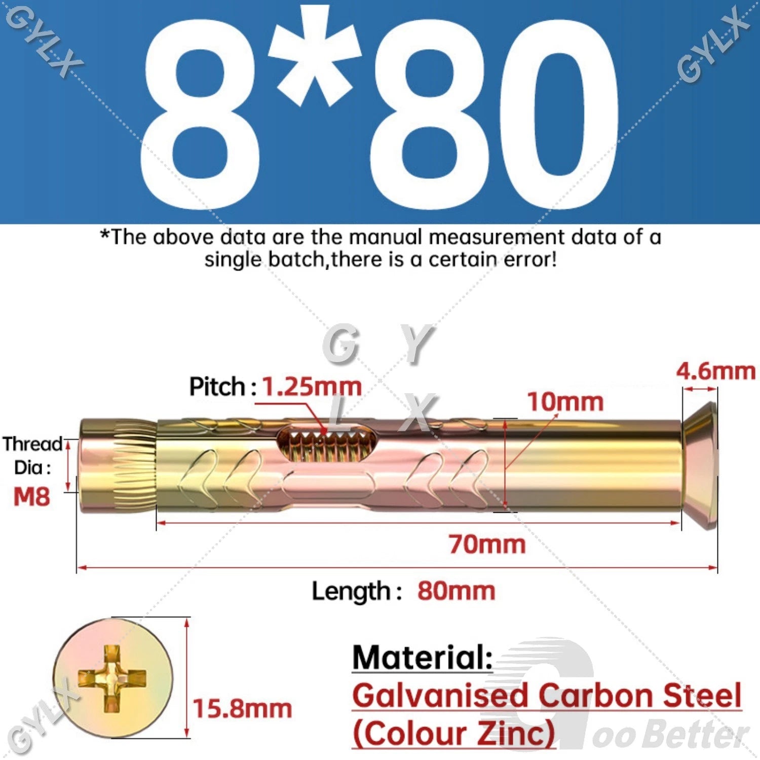 M6 M8 M10 Galvanised Countersunk Head Sleeve Anchor Expansion Bolts