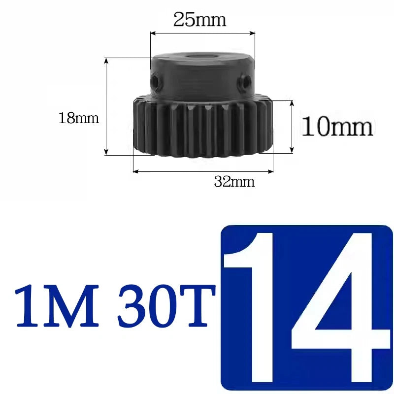 Spur Gears 1 Mod Transmission Gear With Step 45# Steel Pinion Motor Gear 30T~44T