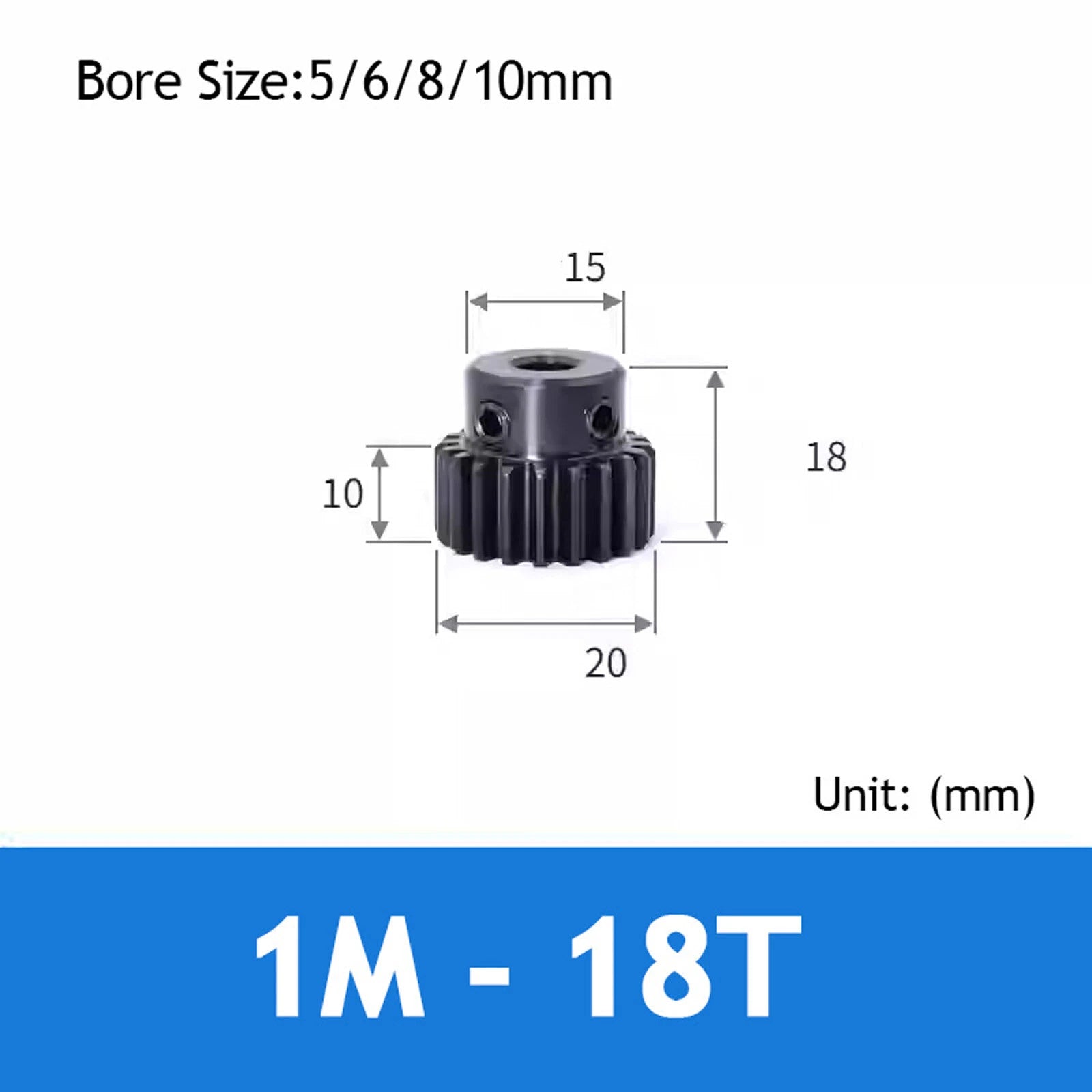 1 Mod Spur Gear 15T-40T Pinion Gear with Step Motor Gear 45# Steel Bore 5-14mm