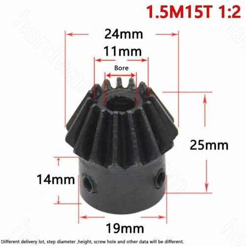 Mod 1/1.5/2 Bevel Gear 15T-30T Bore 5 6 6.35 8 10 12 - 16 mm 90° 1:1 1:2 Using