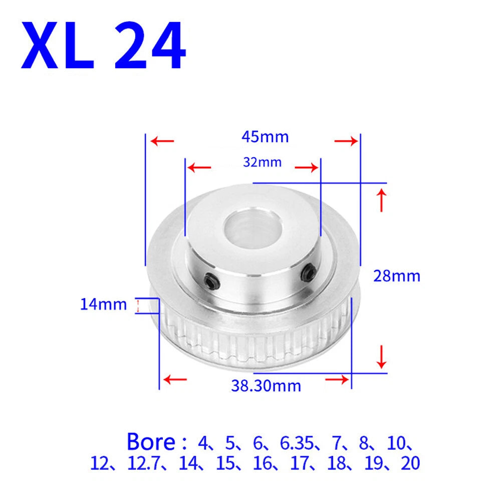 XL 15T-60T Timing Belt Pulley Pitch 5.08mm With Keyway Drive Pulleys Width 14mm