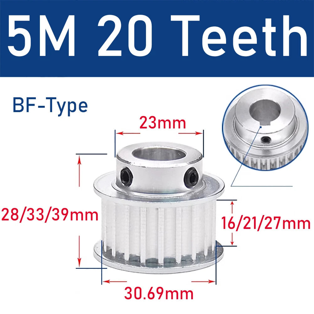 5M 20~26 Teeth Synchronous Wheel Timing Belt Pulley for 15/20/26mm Belt Width