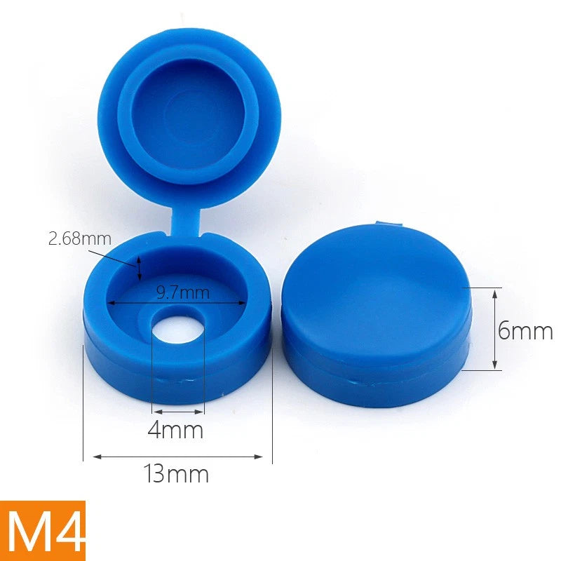 Hinged Screw Cover Caps for M4 M5 Screws – Fold Over Design, Multiple Colors, 50–2000 Pack