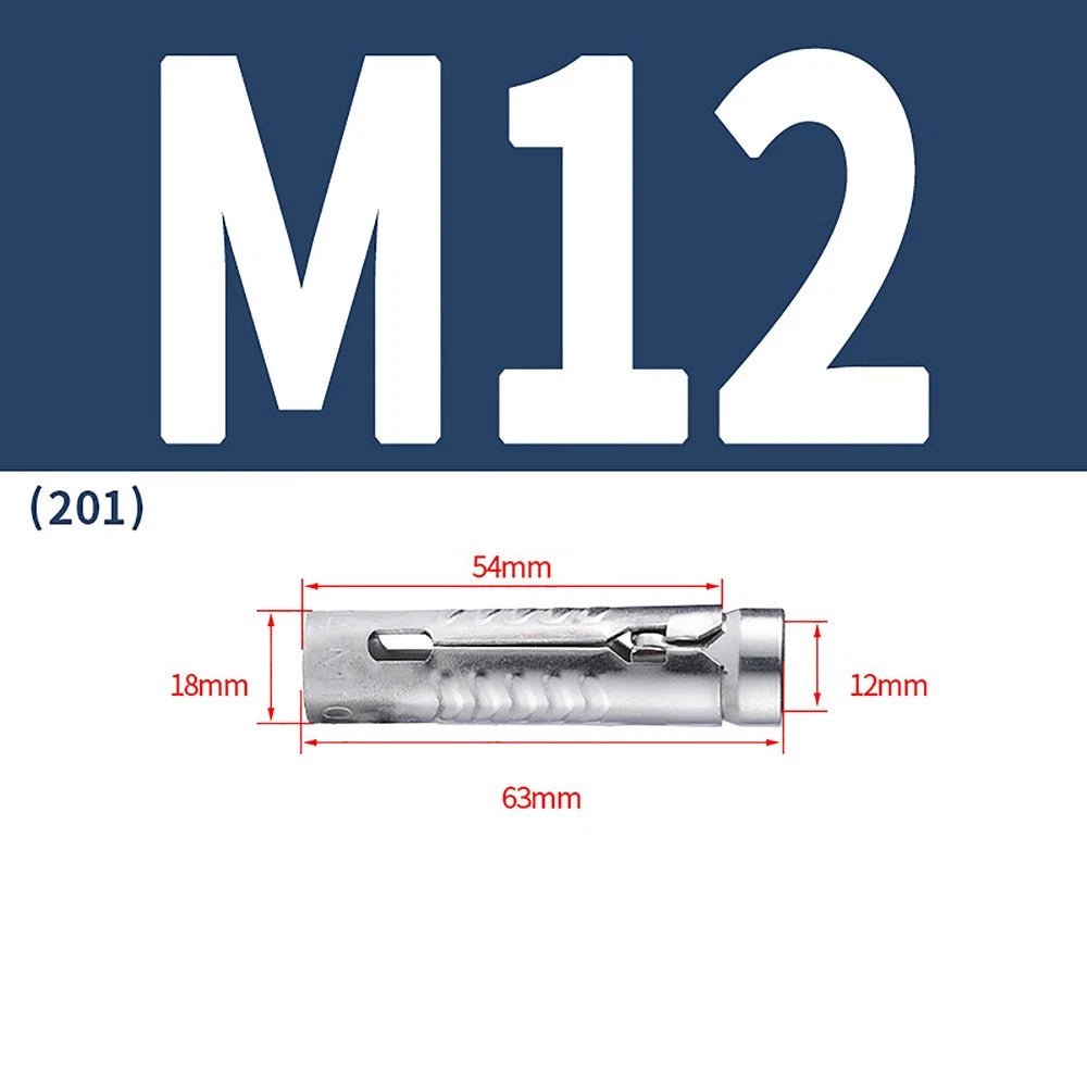 Stainless Steel Expansion Tube Bolts M6 M8 M10 M12 | 201 & 304 | 48mm–63mm - HomeDIYer