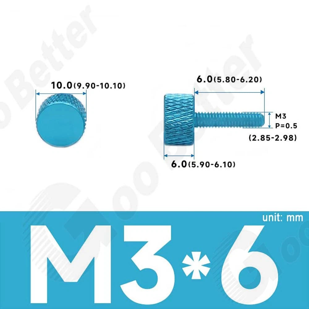 M3 M4 Knurled Thumb Screws – Aluminum Alloy Flat Head Hand Knob Bolts