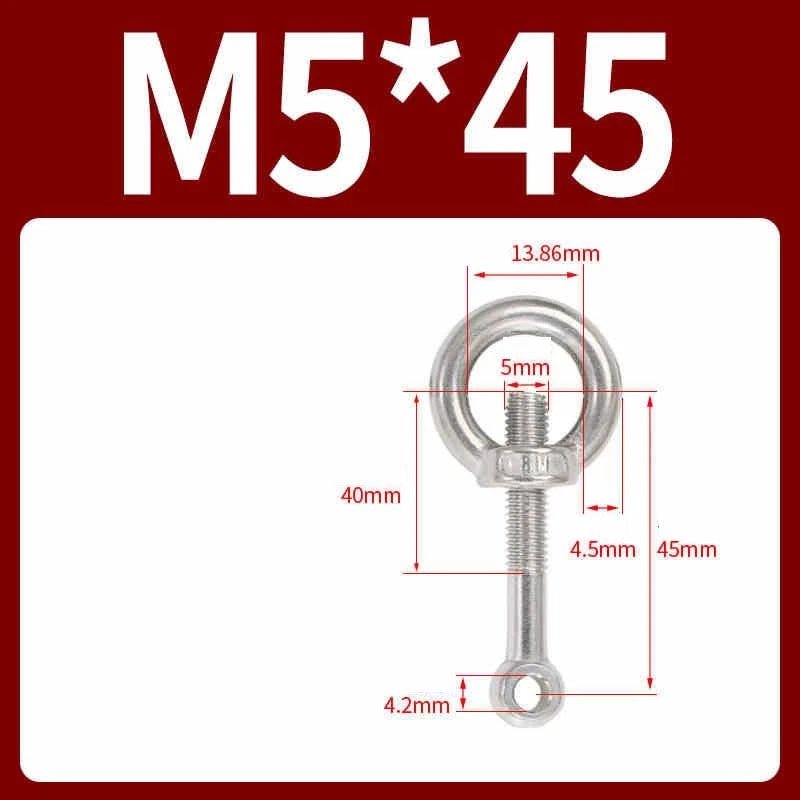 A2 Stainless Steel Eye Bolts with Nut — M5 M6 M8 M10 M12 Threaded Ring Screws - HomeDIYer