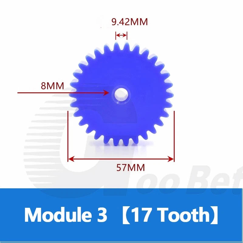 Module 3 Nylon Flat Gear Spur Gear Plastic 12-60 Tooth Pinion Motor Gear Blue