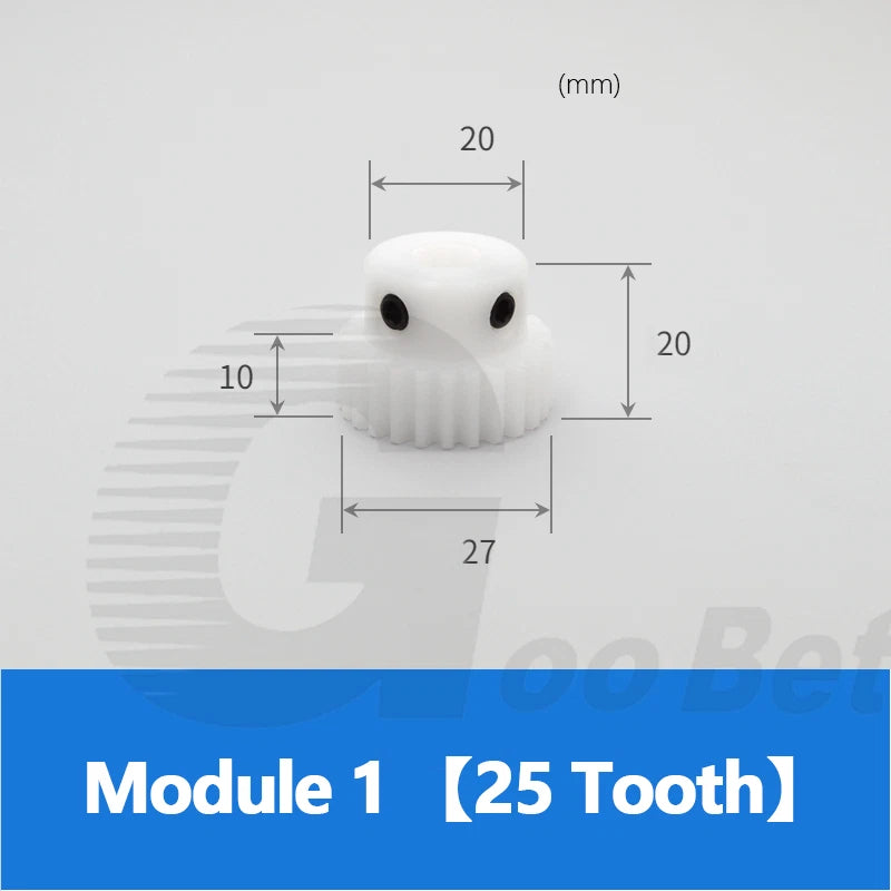 Module 1 Spur Gear POM Plastic 15-40 Tooth with Hub Bore 4-16mm Precision White