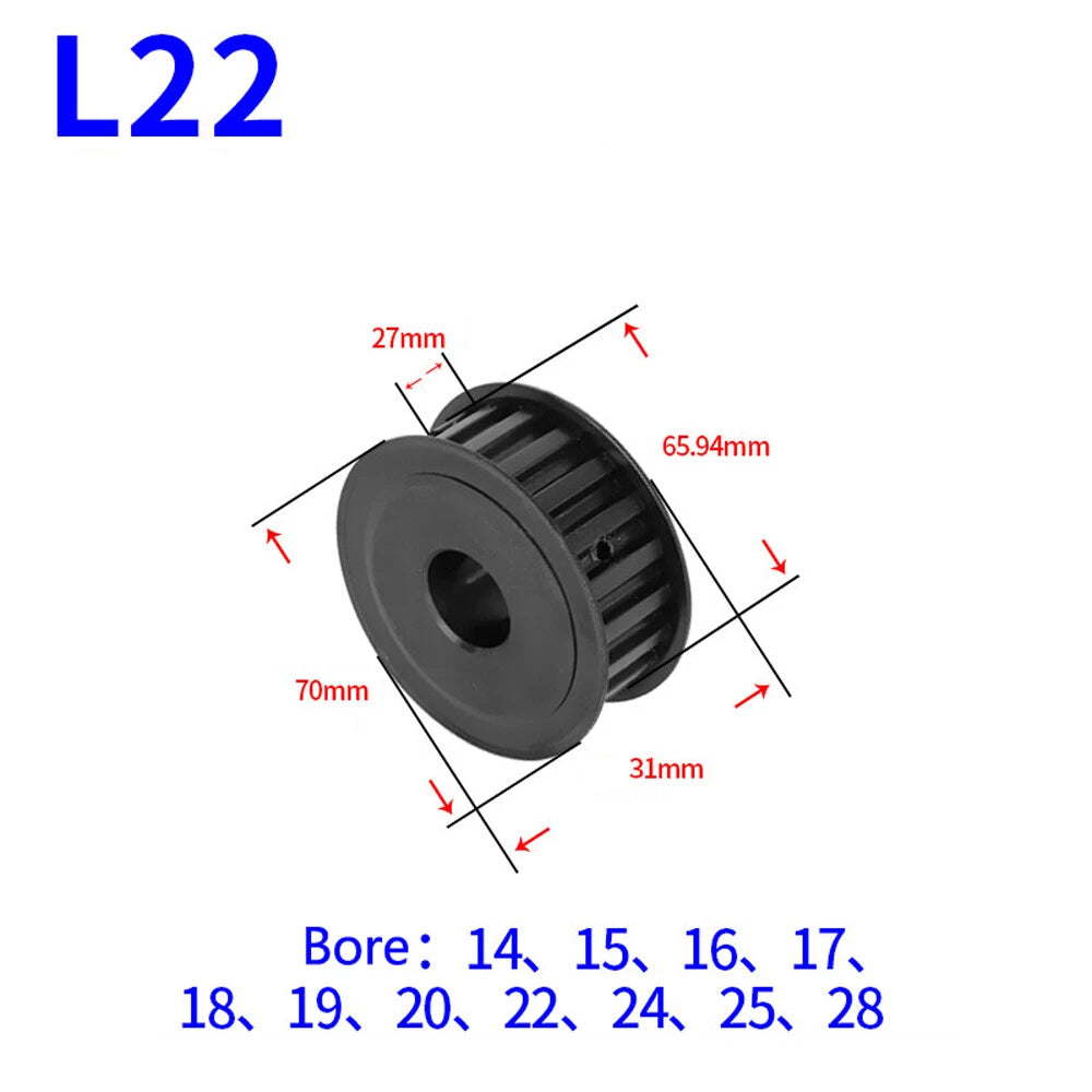 L-type 10T-30T Timing Belt Pulley Pitch 9.525mm With Keyway 45# Steel Width 27mm