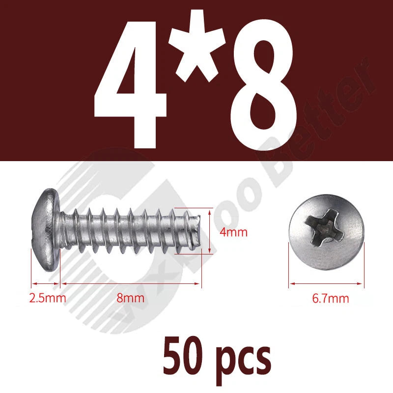 Pan Head Sheet Metal Screws Metric M1~M6 A2 Stainless Steel Sheet Metal Screws