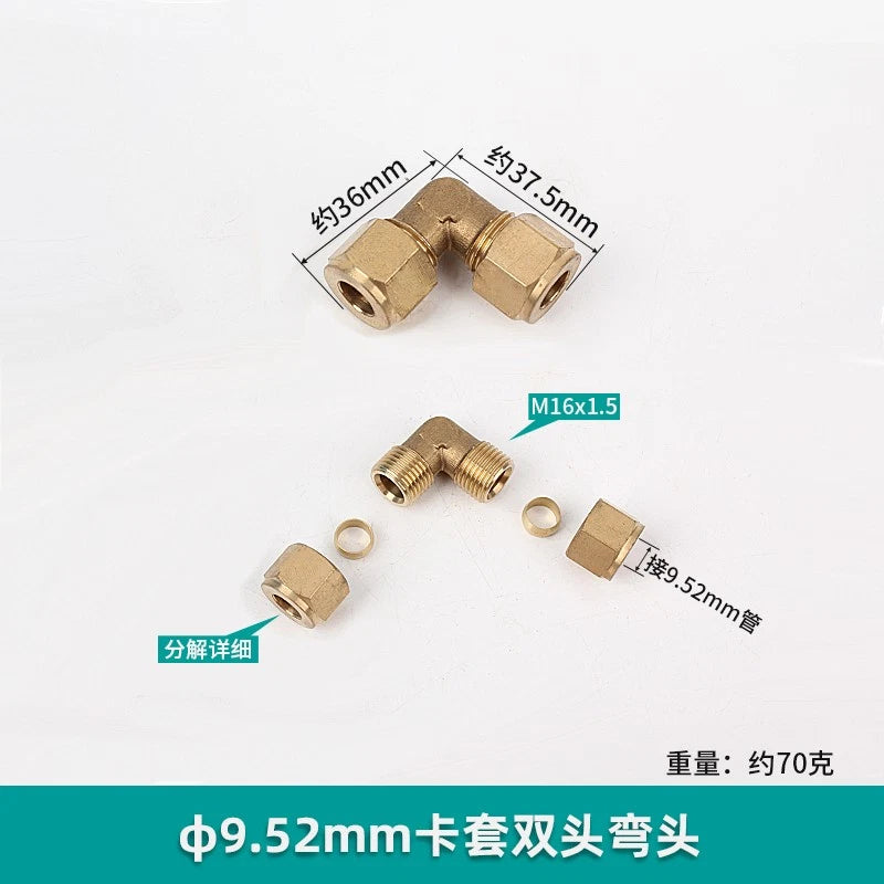Brass Compression 90° Elbow Fitting — Double Ferrule Connector for Copper Tube