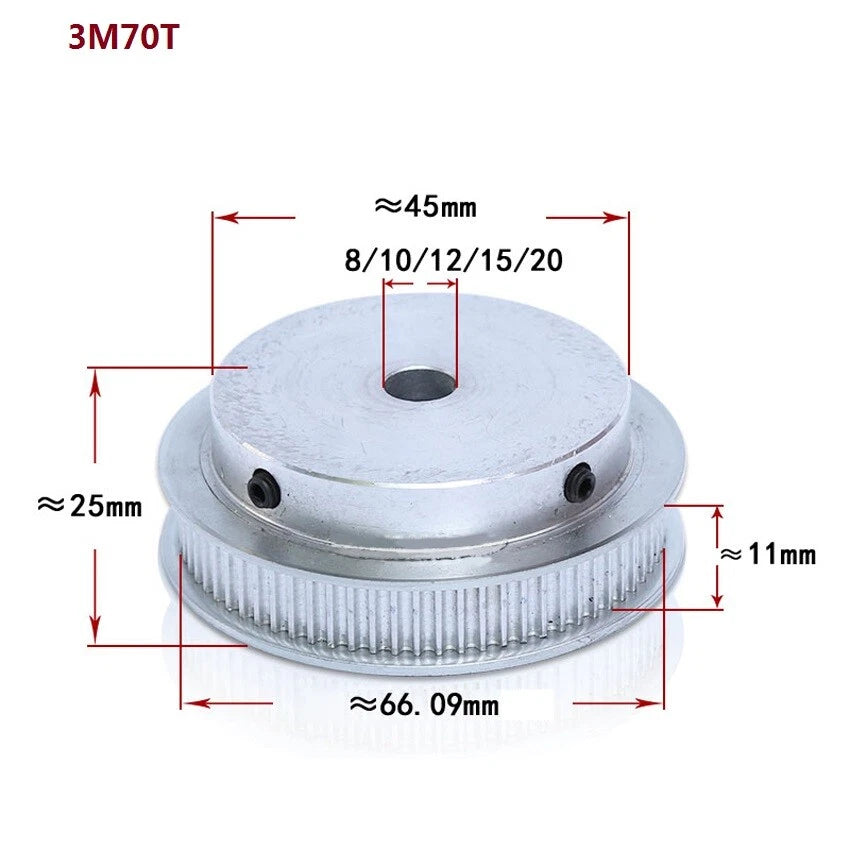 HTD-3M 15T-100T Timing Belt Pulley Synchronous Wheel Pitch 3mm Tooth Width 11mm