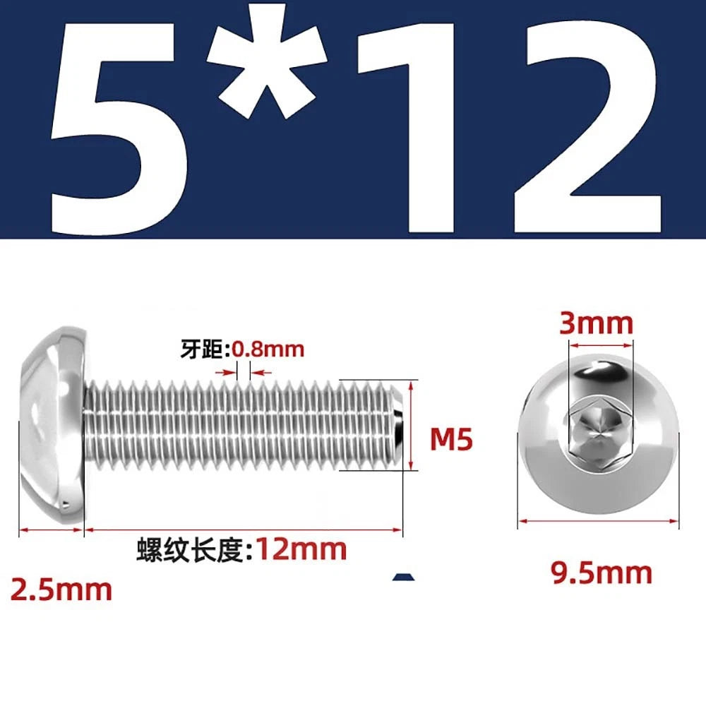 M1.6–M5 A2 Stainless Steel Button Head Socket Cap Screws – Round Pan Head, Hex Drive, Fully Threaded