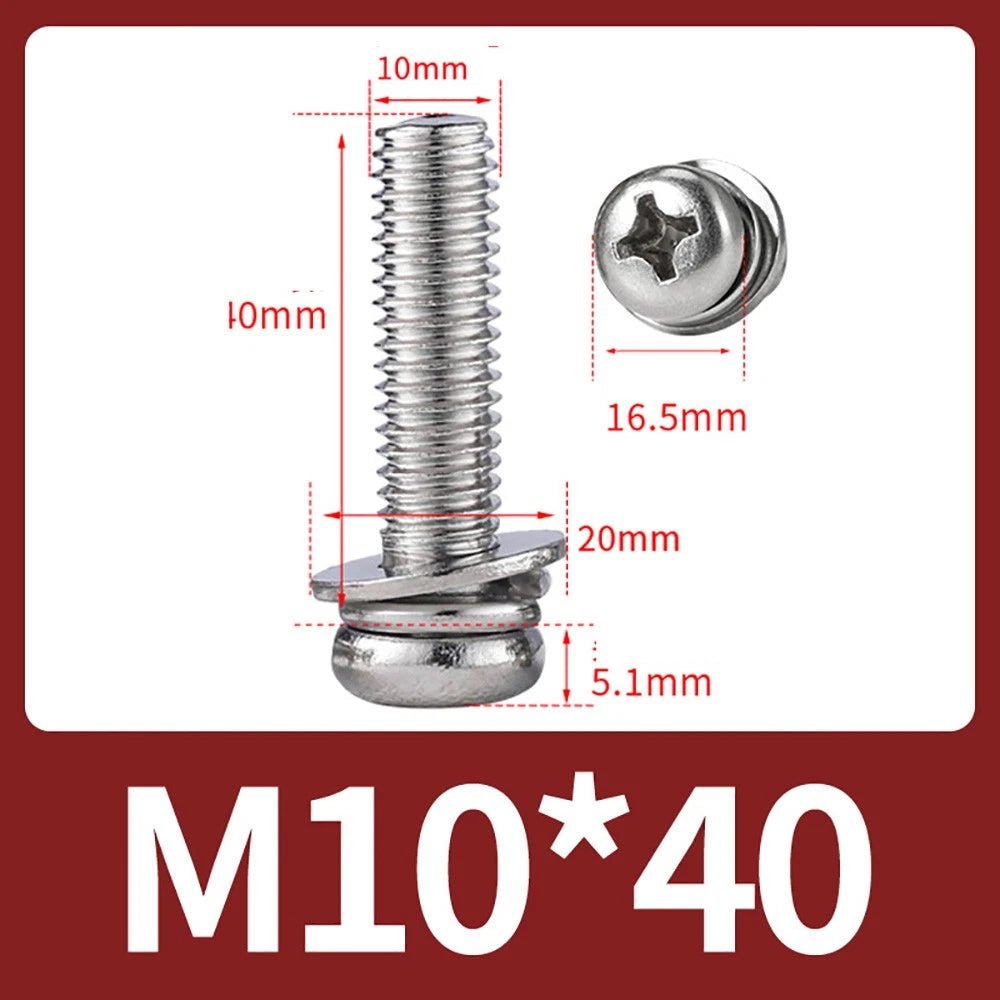 M2–M10 Phillips Button Head Machine Screws — 304 Stainless Steel - HomeDIYer