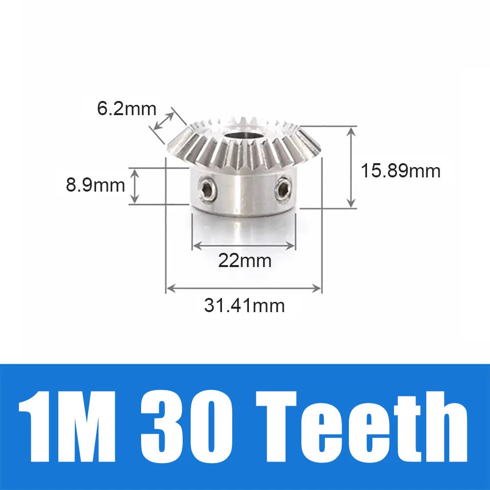 1-3 Module 15-30 Teeth Stainless Steel Umbrella Bevel Gear 90° Angle, Ratio 1:1