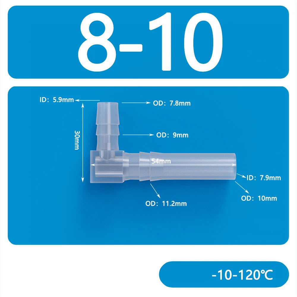 L-Shaped Reducer Elbow Hose Connector — Plastic Tube Fitting for Air & Water Lines