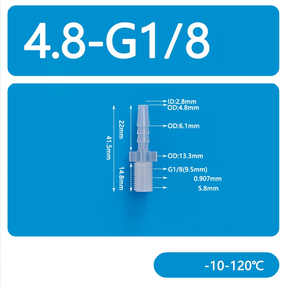 BSP Metric Male Thread Plastic Hose Connector — Straight Barbed Joiner (PP/PE, 1/8" to 3/4")