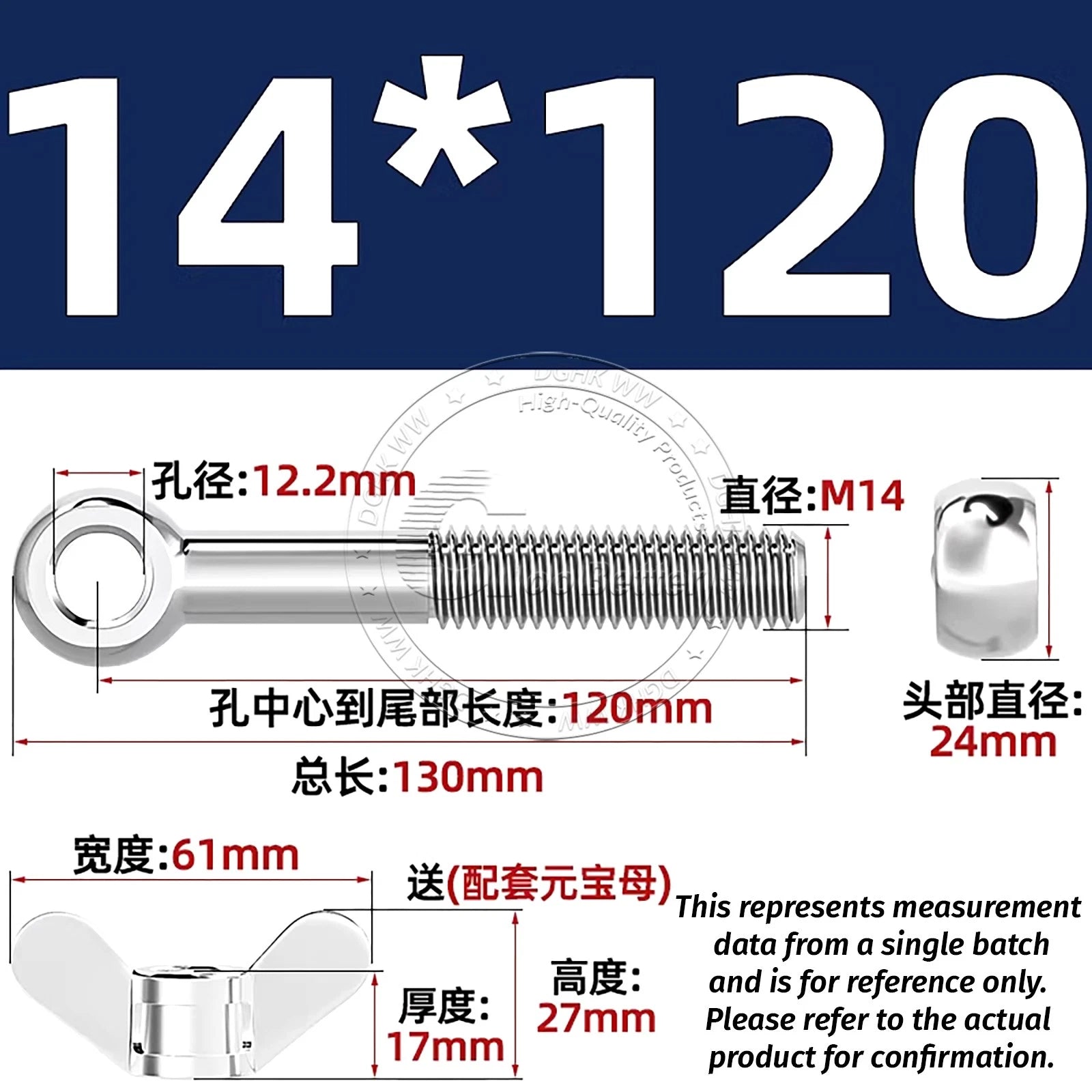 Eye Bolts with Nut — Forged Stainless Steel Threaded Ring Hanging Screws