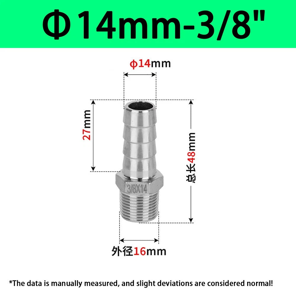 Male NPT Hose Barb Adapter Fittings – 316L Stainless Steel