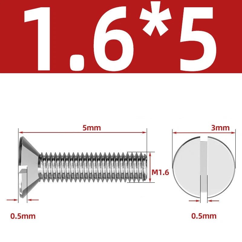 A2 Stainless Steel Slotted Countersunk Machine Screws — M1.6 to M10, Flat Head CSK Bolts - HomeDIYer