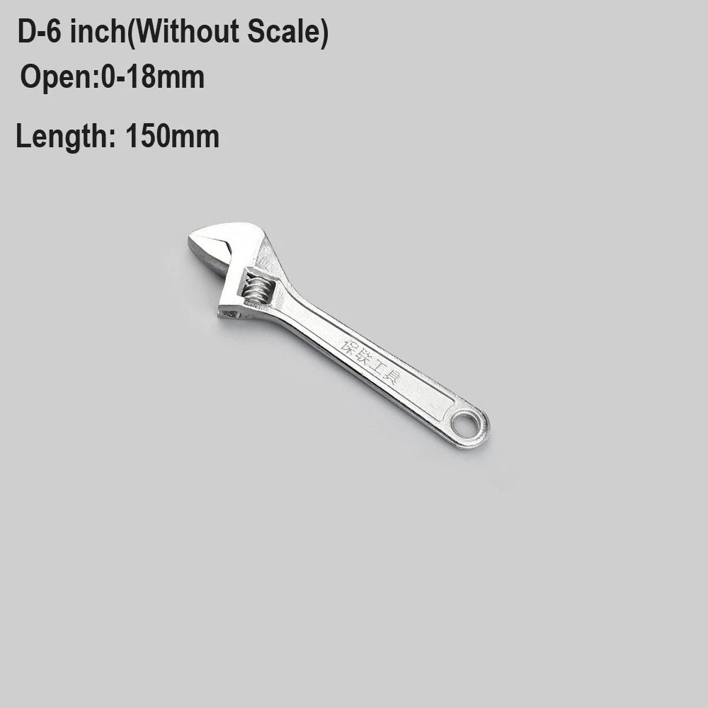 Adjustable Spanner Wrench 6 8 10 12" Cr-V Steel Metric Scale Strong Grip Handle