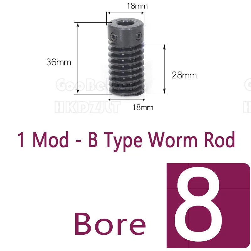 1 Module 45 Steel Worm Shaft & Brass Worm Gear Wheel 25 Tooth Transmission Gear