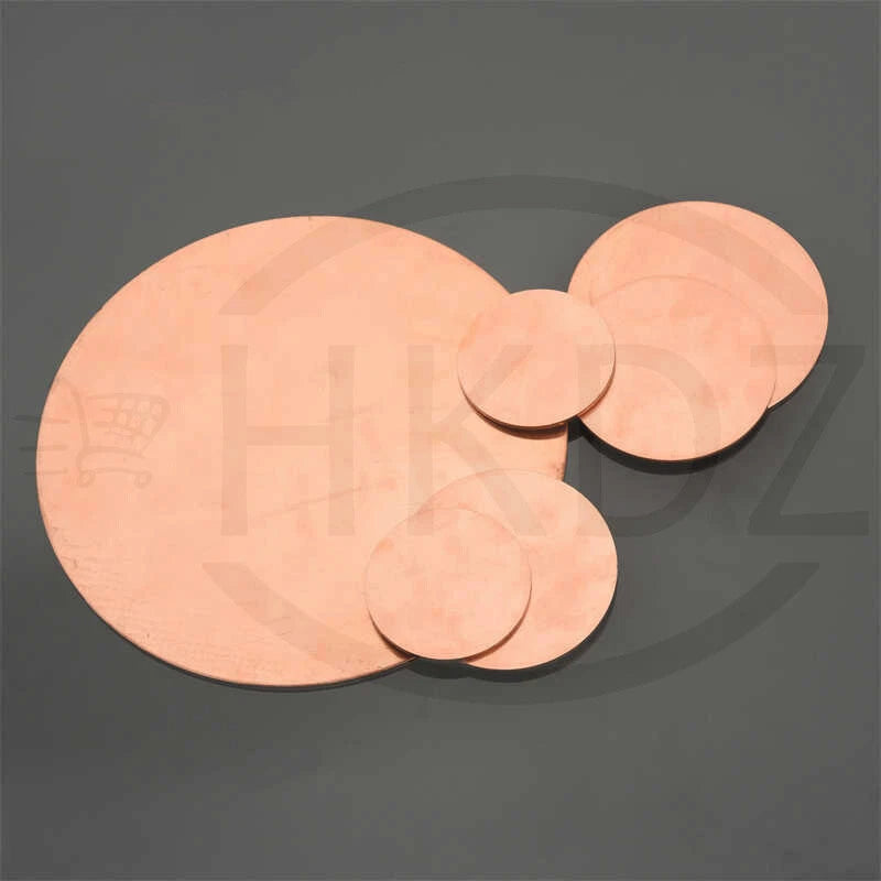 Solid Pure Copper Discs Blanks Round Plate Metal Sheet OD 10-300mm Thick 3.5-6mm