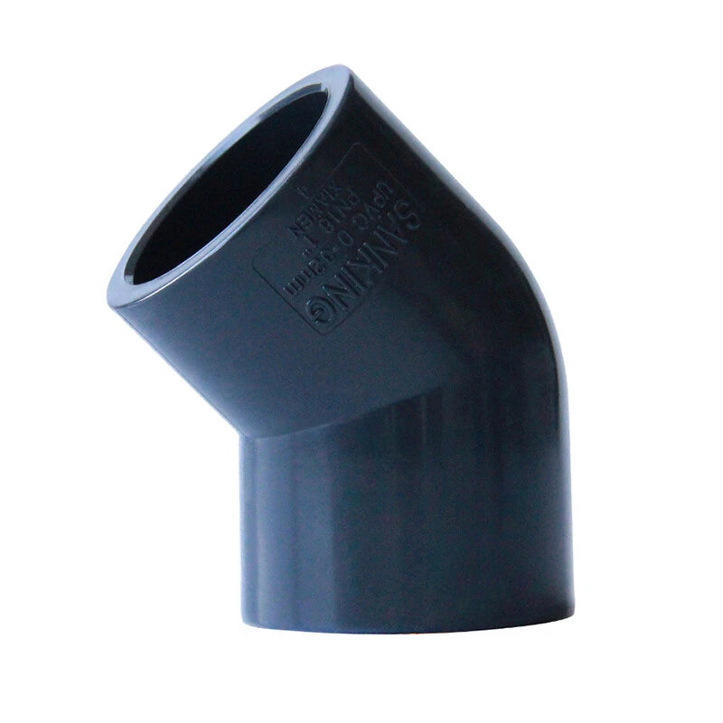 PVC Pipe Fittings 45° Elbow Connector Plumbing Coupling ID 20-160mm Solvent Weld