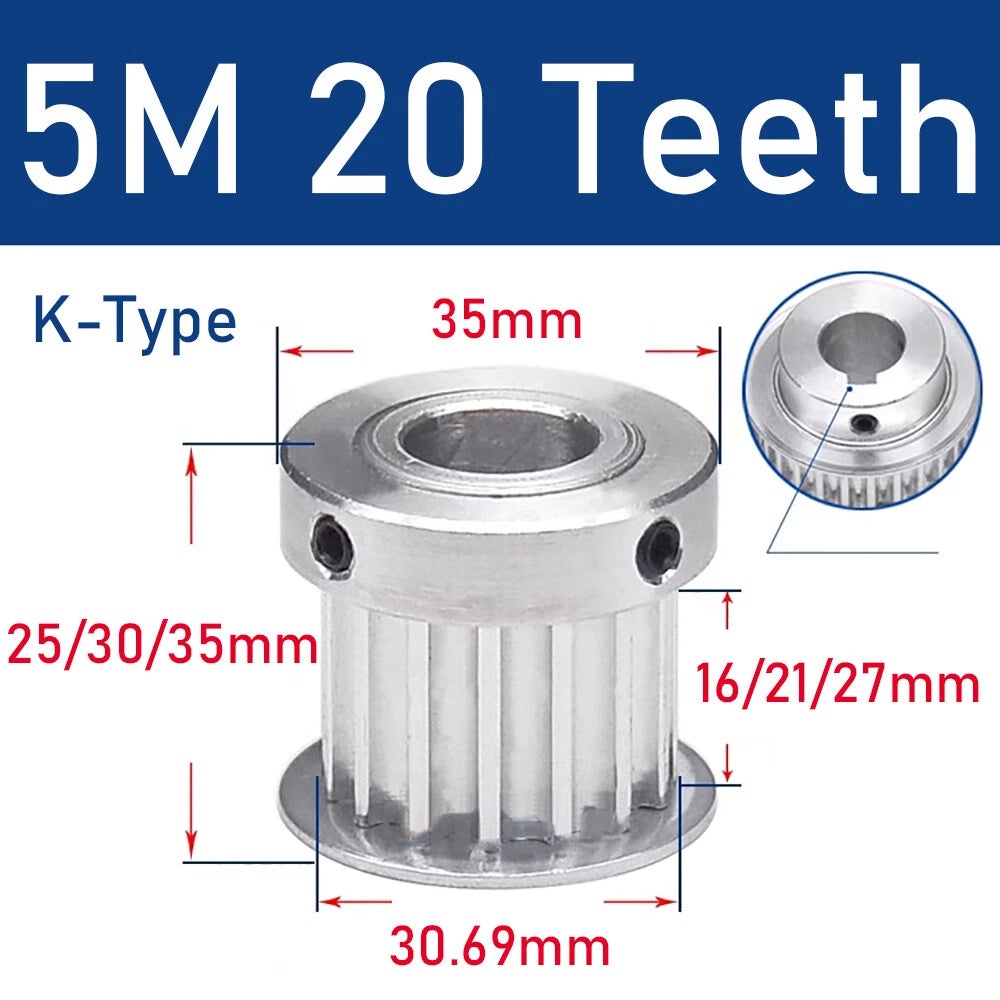 5M 20~26 Teeth Synchronous Wheel Timing Belt Pulley for 15/20/26mm Belt Width