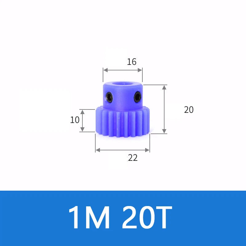 Blue Nylon Spur Gears 1/1.5/2/3Mod Transmission Gear 12-60T With Step Motor Gear