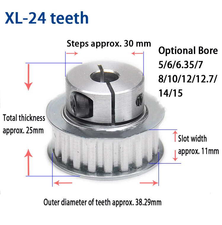 Timing Belt Pulley Bore 5 - 20mm Clamping Type 15 - 25 Teeth XL Timing Belt BF/K