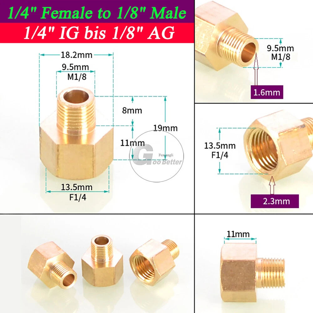 BSPT Reducing Adapter Fittings — Brass Female to Male, 1/8" to 2"