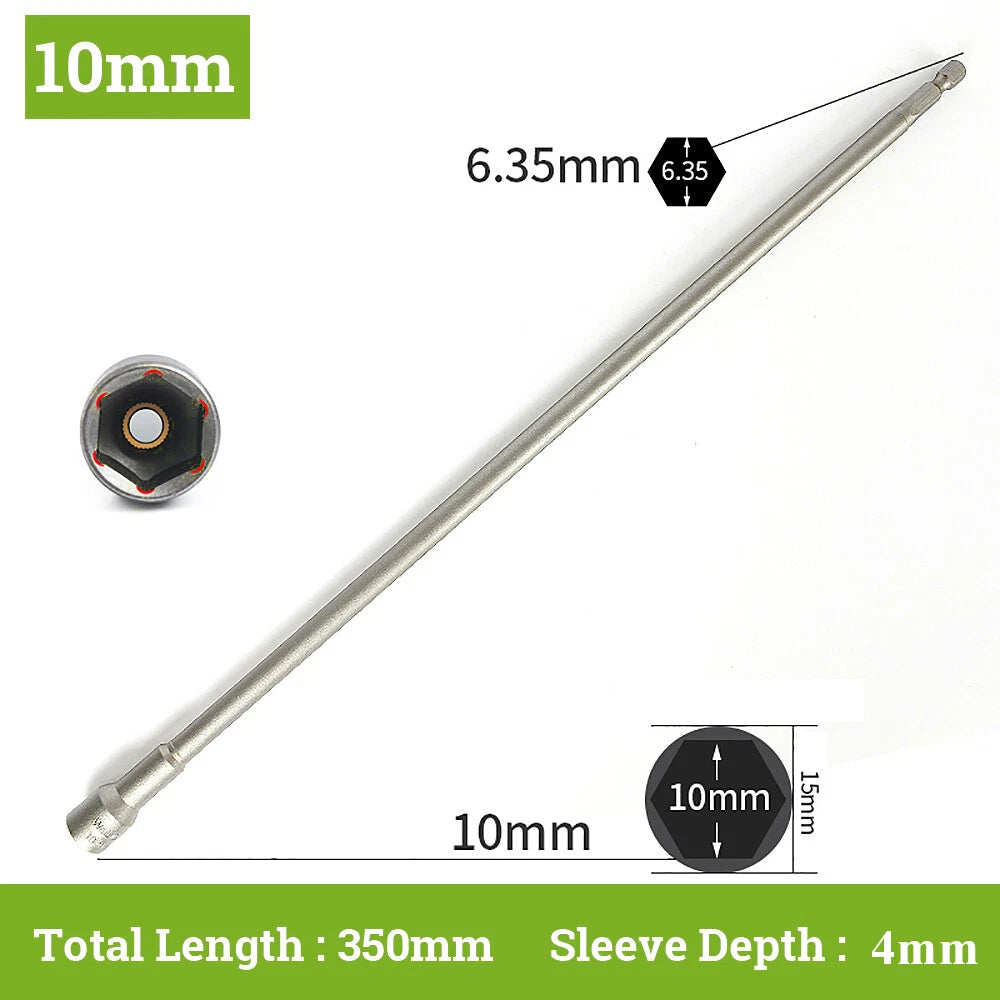 Hex With or Non-Magnetic Nut Driver 1/4 Socket Wrench Impact Drill Bit 300/350mm